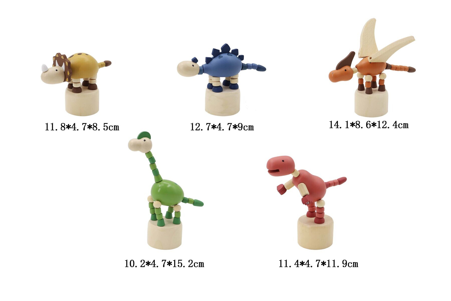 Wooden Dinosaur Push Puppet