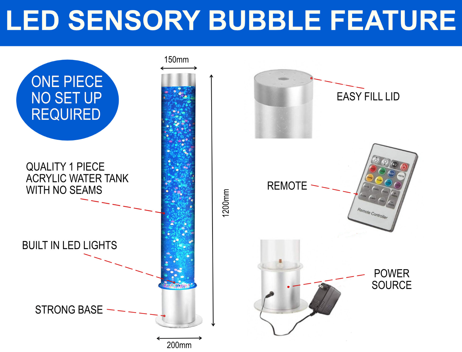 Sensory Bubble Tube Tower 120cm *preorder